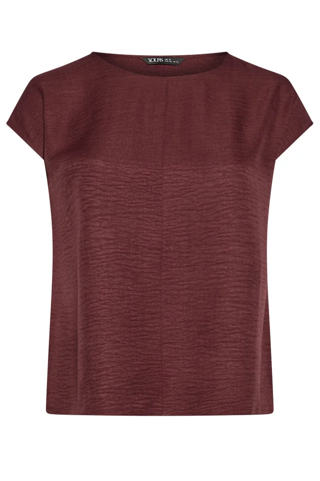 Yours Curve Wine Red Seam Detail Top