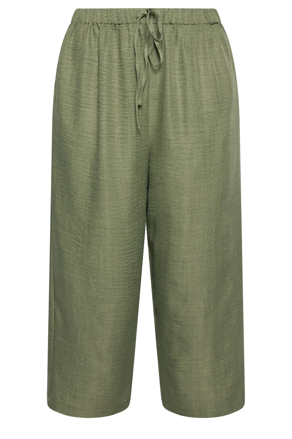 Yours Curve Khaki Green Textured Wide Leg Trousers - 22-24 Image 5