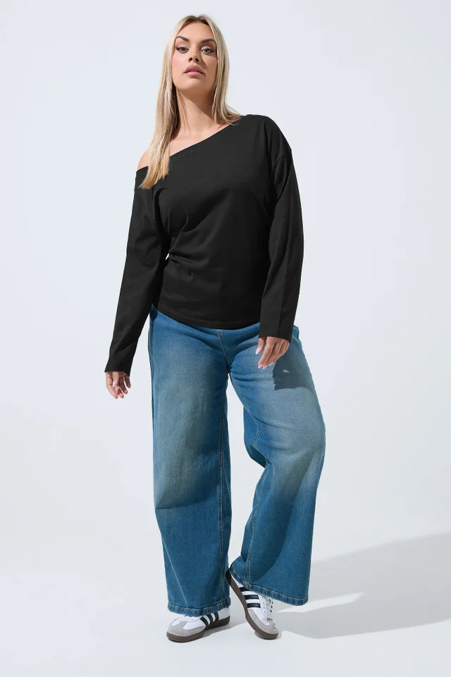 Yours Limited Curve Black Off Shoulder Long Sleeve Top