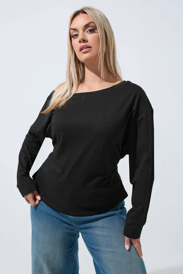 Yours Limited Curve Black Off Shoulder Long Sleeve Top