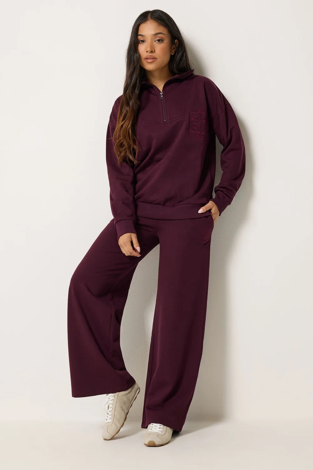 PixieGirl Petite Dark Red Embroidered '22' Slogan Funnel Neck Sweatshirt - 14 Image 3