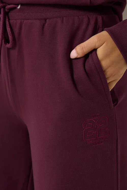 PixieGirl Petite Dark Red Embroidered '22' Slogan Wide Leg Joggers - 12/L27 Image 5