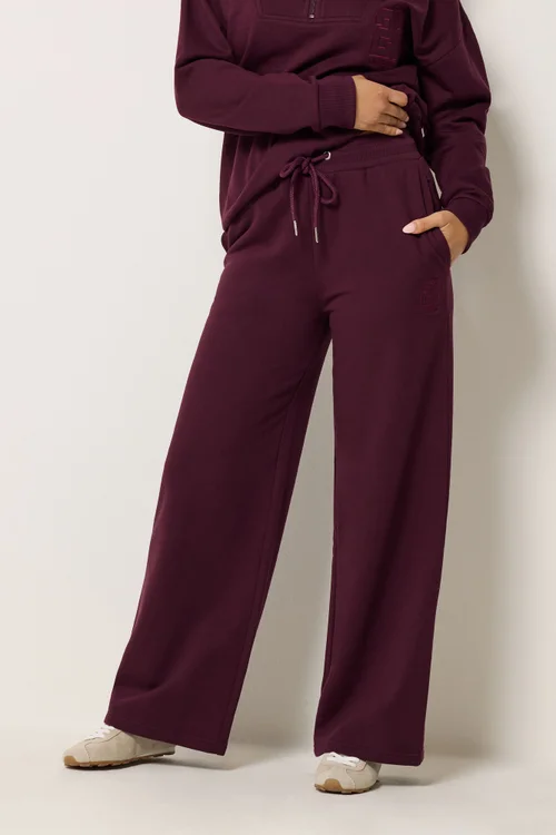 PixieGirl Petite Dark Red Embroidered '22' Slogan Wide Leg Joggers - 12/L27 Image 3