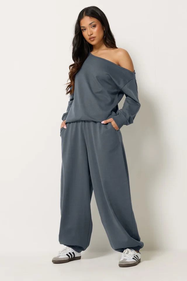 PixieGirl Petite Dark Blue Brushed Balloon Joggers
