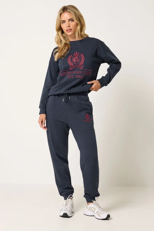 PixieGirl Petite Navy Blue Embroidered Cuffed Joggers - 18/l27 Image 2