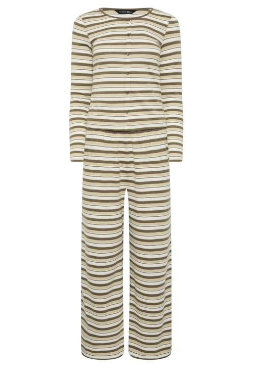 PixieGirl Petite Set Brown Stripe Cotton Button Top & Wide Leg Trousers - 10 Image 5