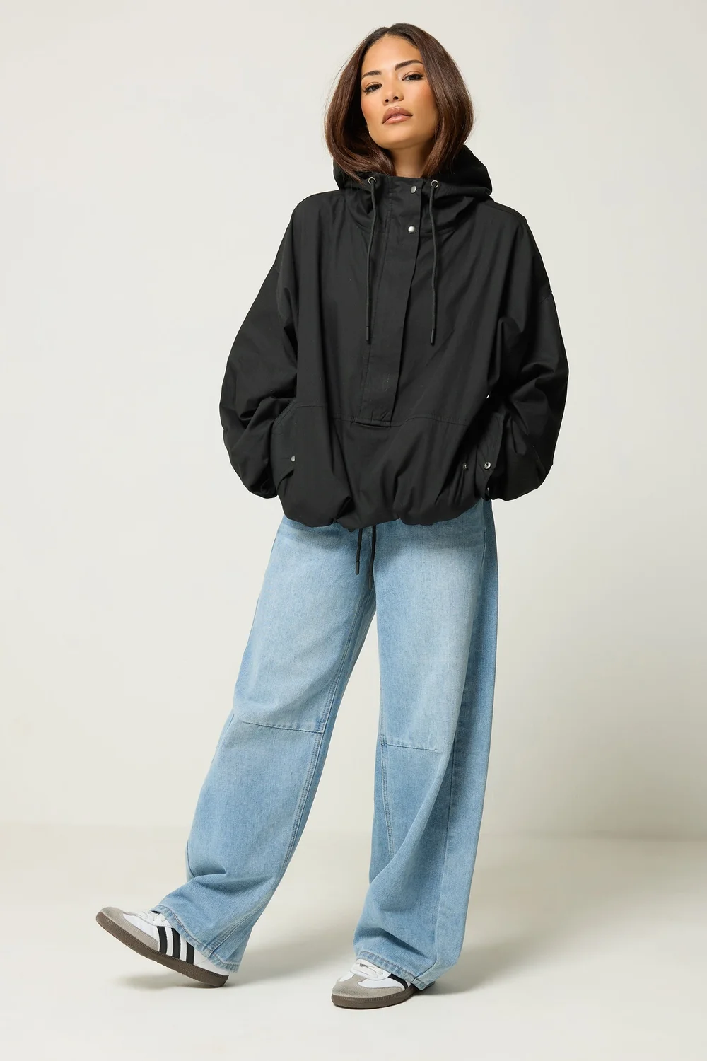 PixieGirl Petite Black Half Zip Hooded Windbreaker Jacket - 16 Image 3