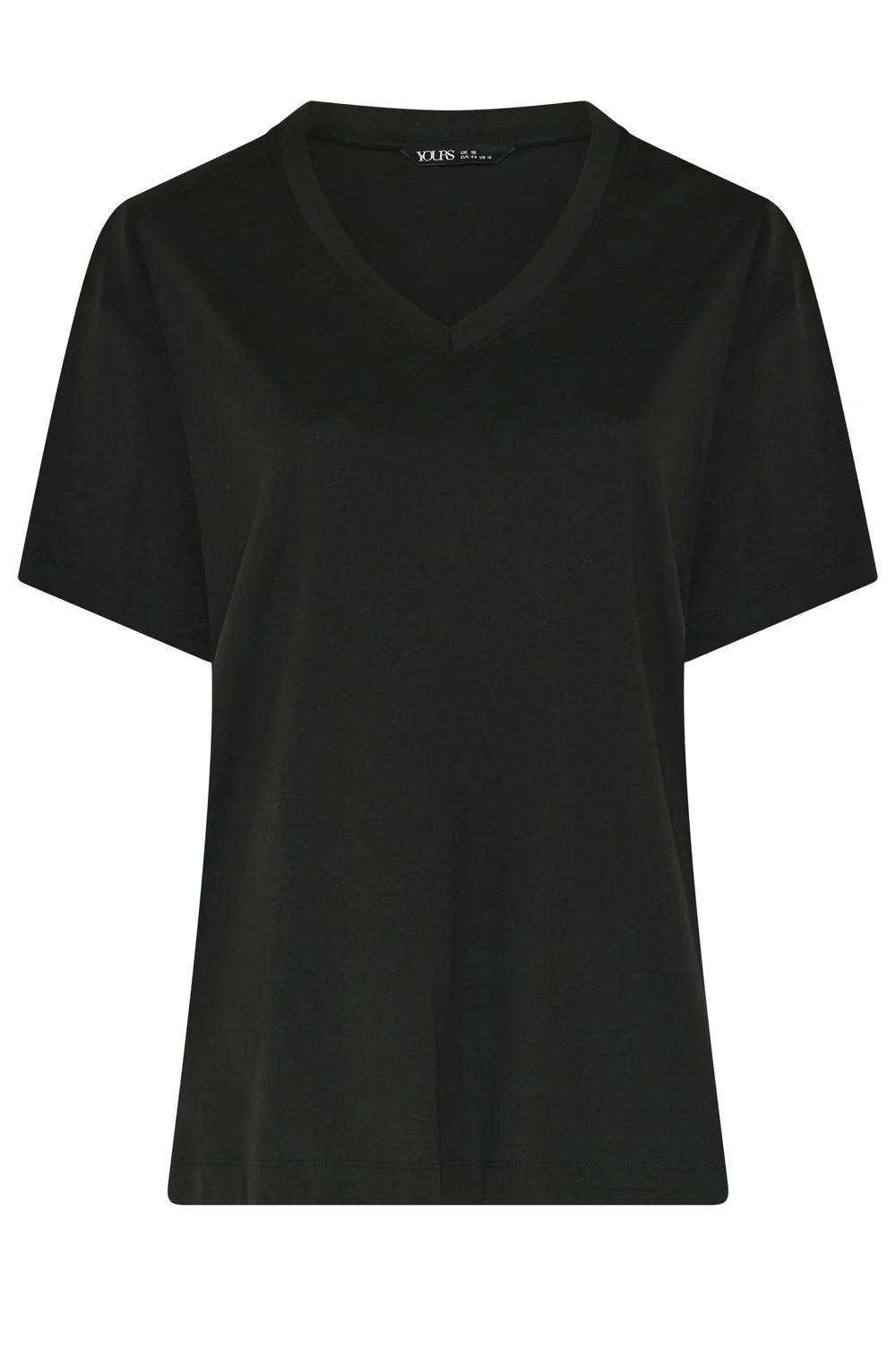 Yours Curve Black V-neckline Longline T-Shirt - 18 Image 5