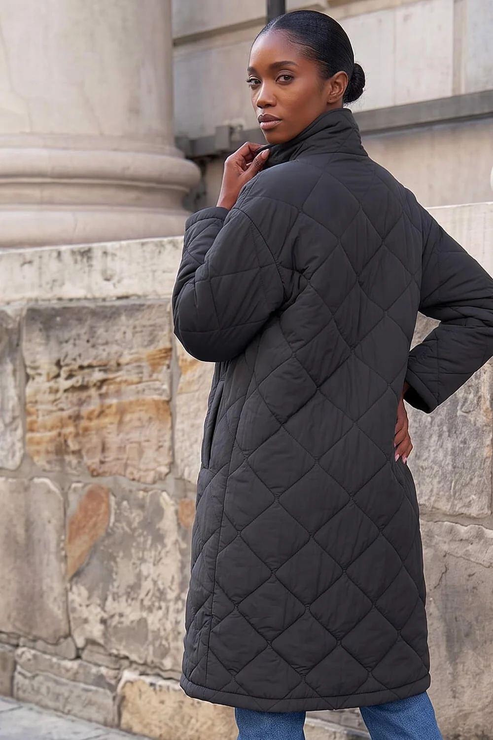 Roman Black Petite Puffer Coat - 14 Image 3