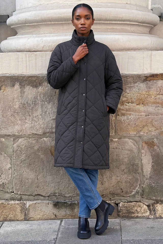 Roman Black Petite Puffer Coat