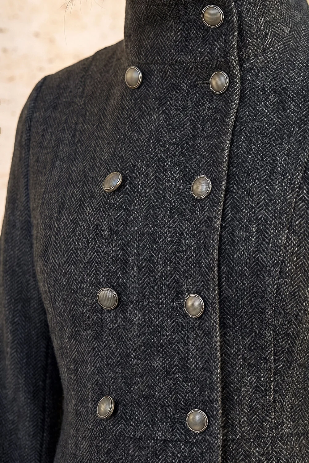 Roman Grey Petite Funnel Neck Herringbone Coat - 12 Image 4