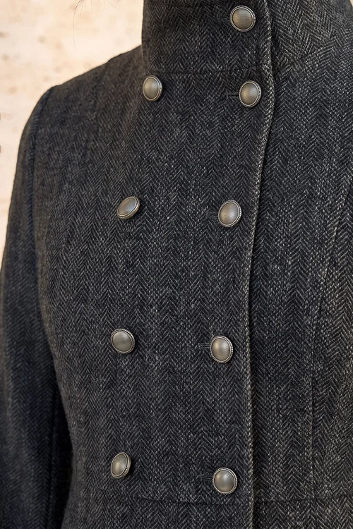Roman Grey Petite Funnel Neck Herringbone Coat - 12 Image 4