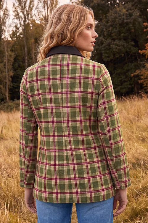 Roman Green Petite Check Contrast Coat - 18 Image 4