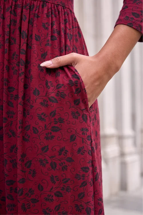 Roman Red Printed Pocket Dress - 12 Image 4