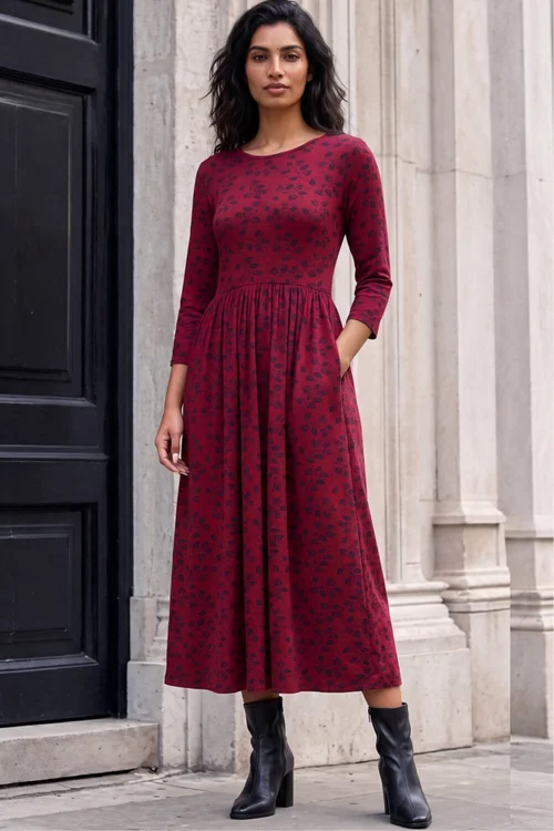 Roman Red Printed Pocket Dress - 12 Image 2