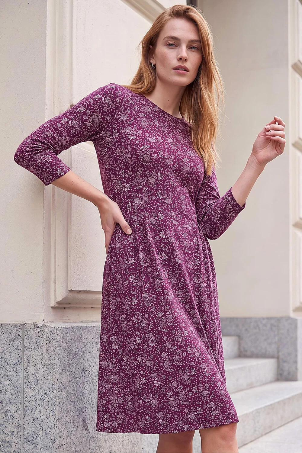 Roman Wine Side Detail Short Dress - 20 Image 2