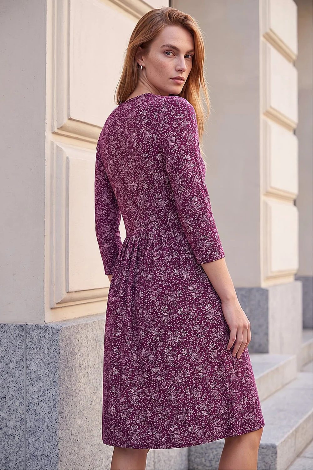 Roman Wine Side Detail Short Dress - 20 Image 4