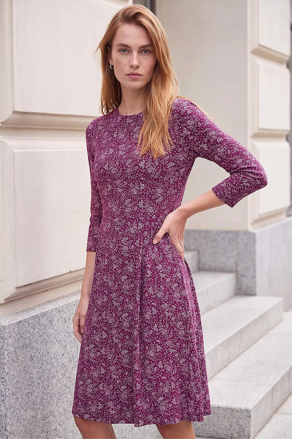 Roman Wine Side Detail Short Dress - 20 Image 1