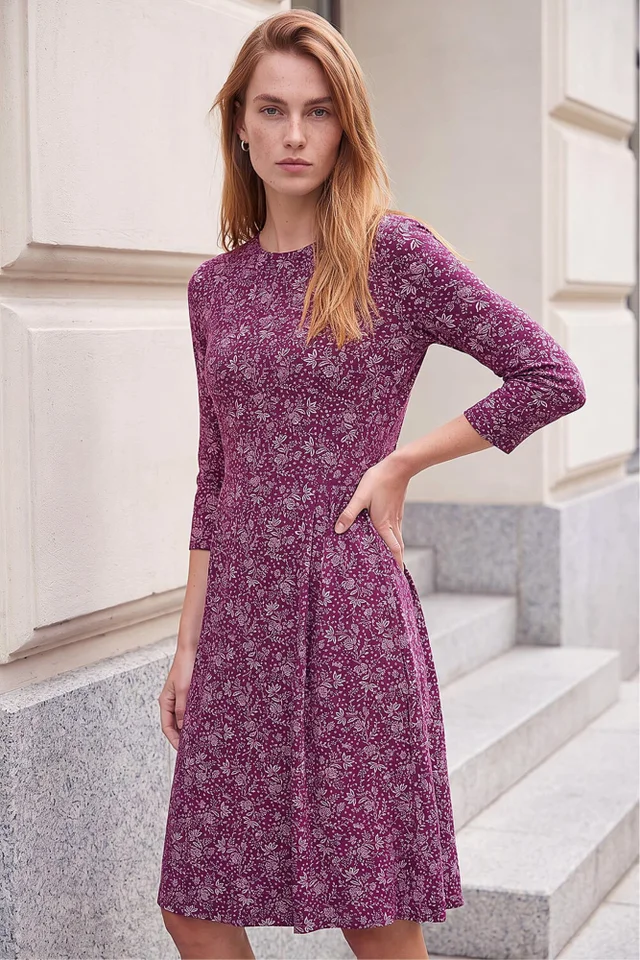Roman Wine Side Detail Short Dress