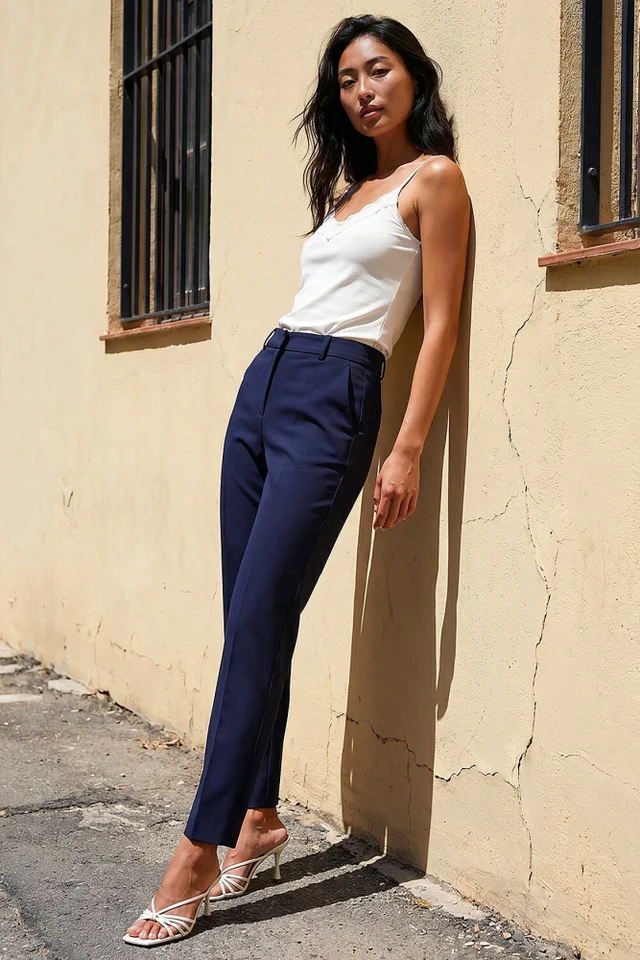 Roman Navy Short Slim Leg Trouser