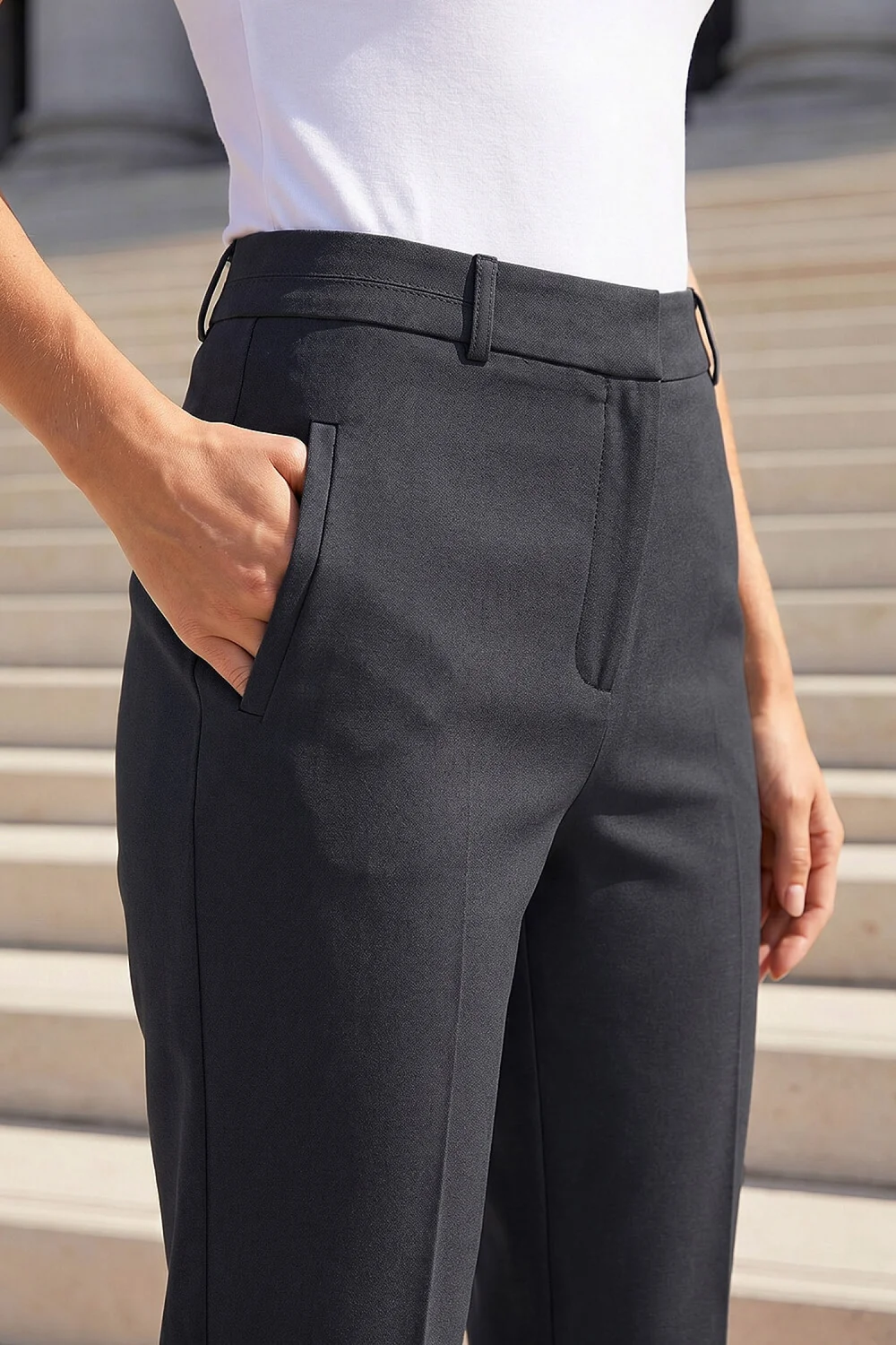 Roman Charcoal Short Straight Leg Stretch Trouser - 10 Image 4