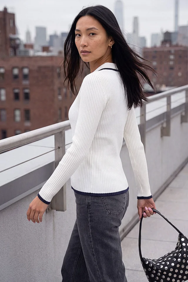 Roman Ivory Tipping Rib Henley