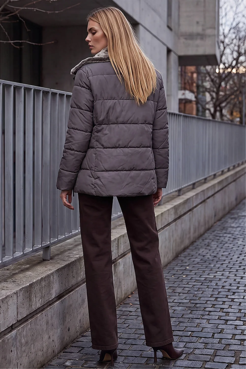 Roman Mink Faux Fur Collar Padded Biker Coat - 18 Image 4