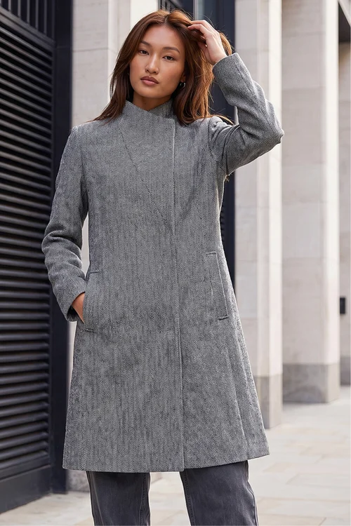 Roman Black Funnel Neck Coat - 18 Image 2