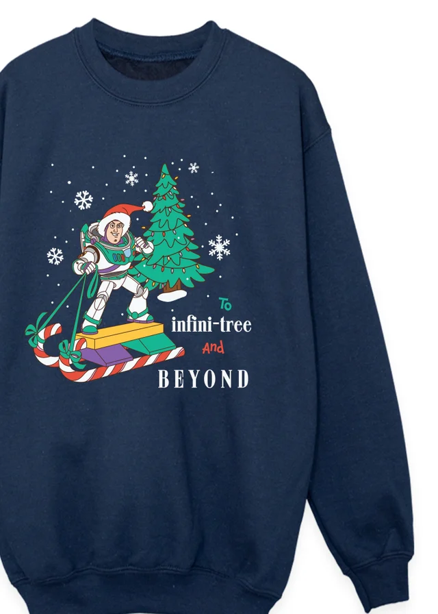 Ada & Ted Disney Toy Story Buzz Infini-tree Christmas Boys Navy Blue Graphic Sweatshirt (3-13 Years)