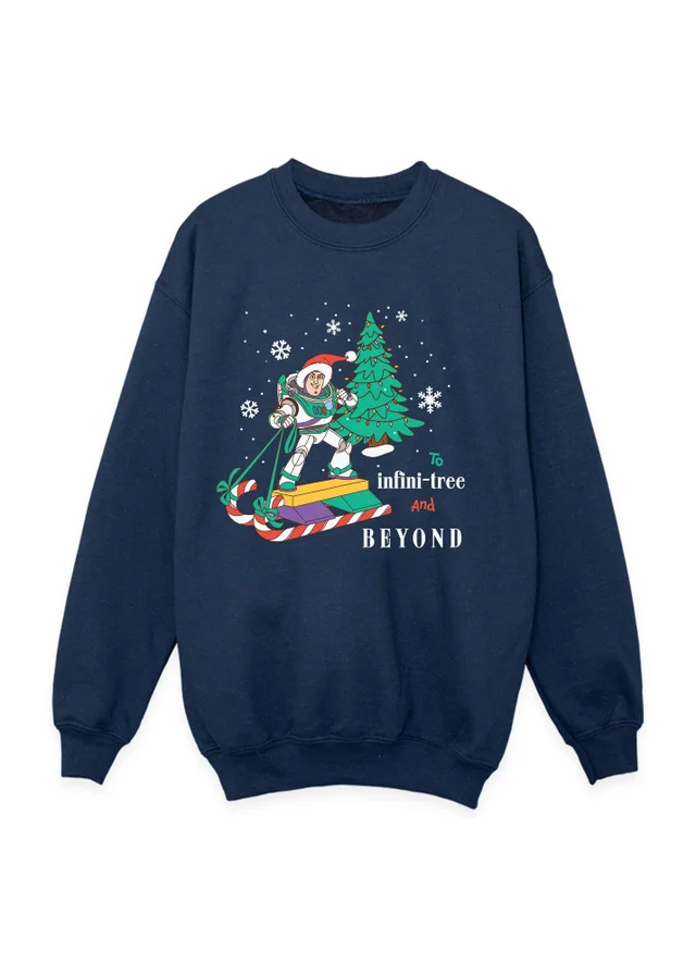 Ada & Ted Disney Toy Story Buzz Infini-tree Christmas Boys Navy Blue Graphic Sweatshirt (3-13 Years)
