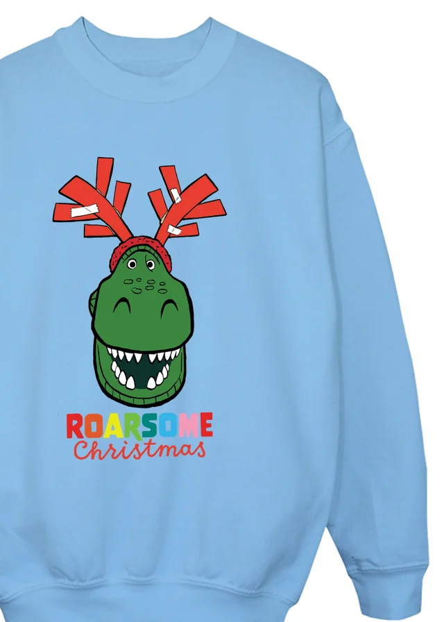 Ada & Ted Disney Toy Story Roarsome Christmas Boys Baby Blue Graphic Sweatshirt (3-13 Years)