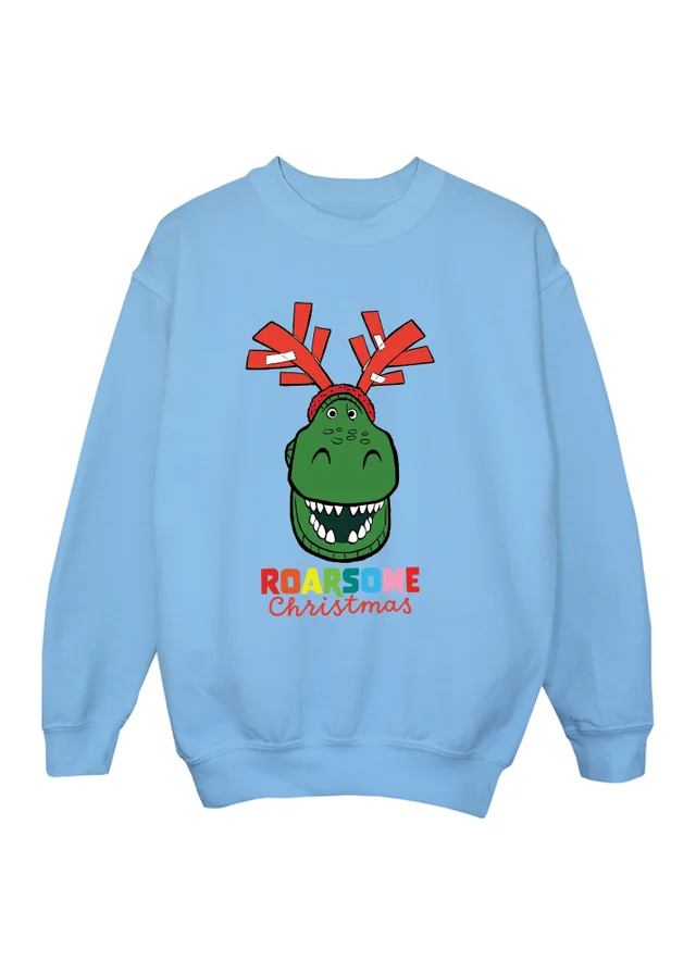 Ada & Ted Disney Toy Story Roarsome Christmas Boys Baby Blue Graphic Sweatshirt (3-13 Years)