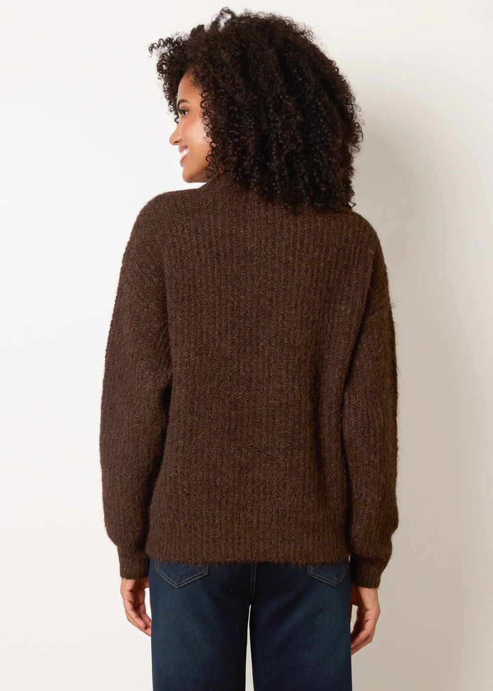 Blue Vanilla Brown Pussybow Detail Knitted Cardigan - M/L Image 4