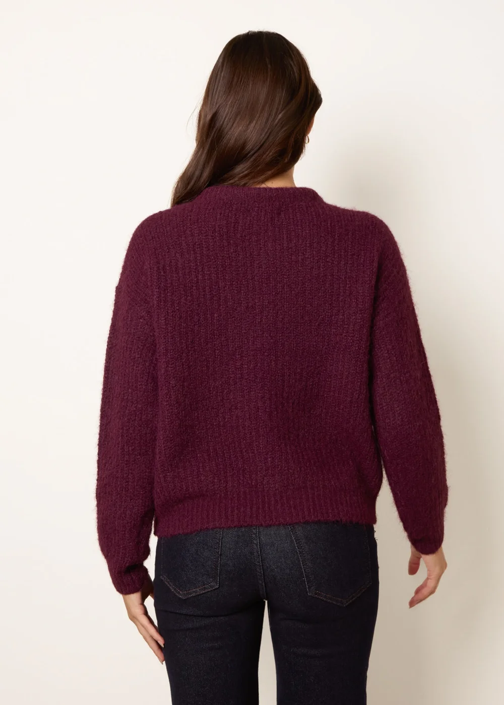 Blue Vanilla Burgundy Pussybow Detail Knitted Cardigan - M/L Image 4