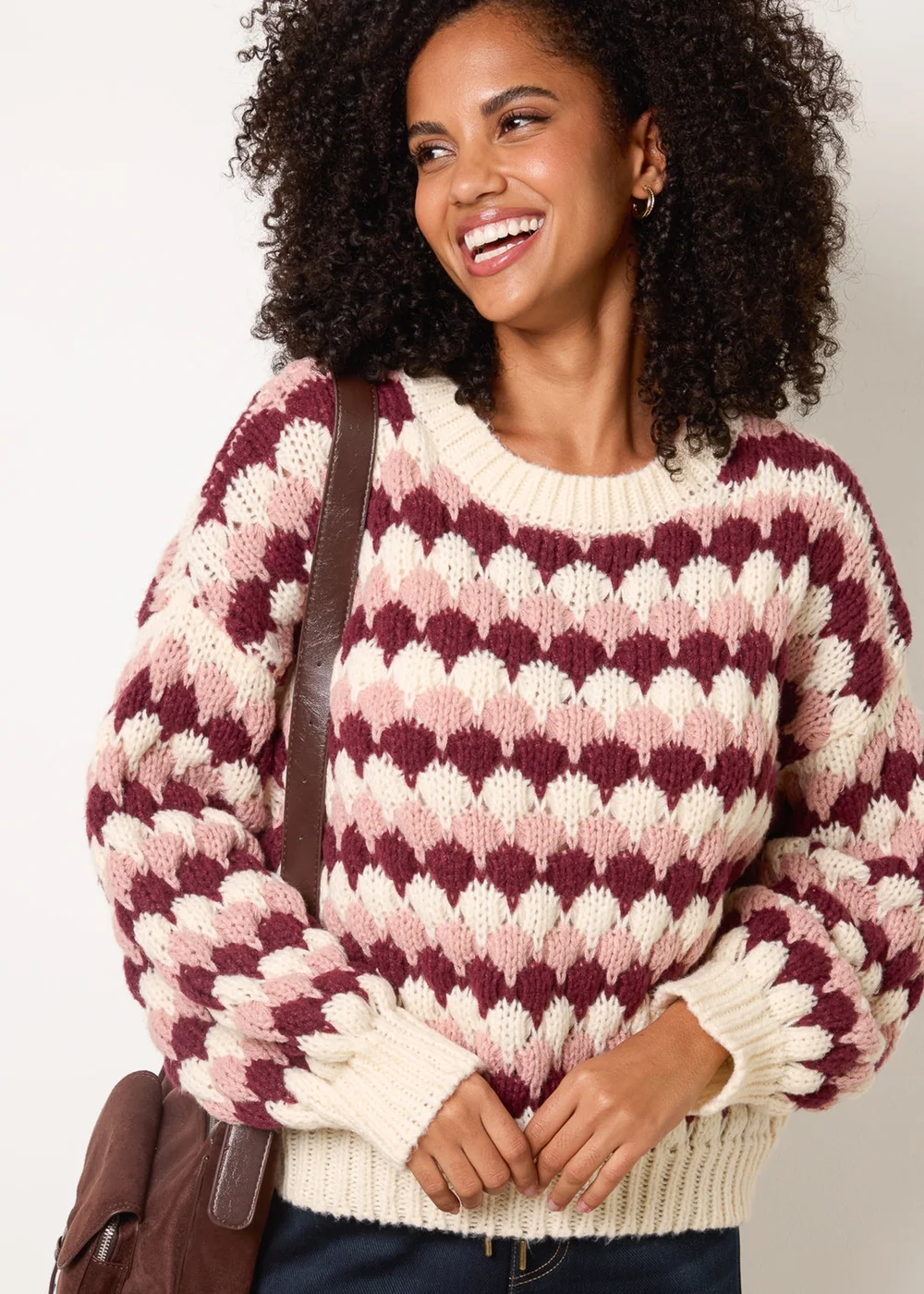 Blue Vanilla Beige Round Neck Jumper - S/M Image 3