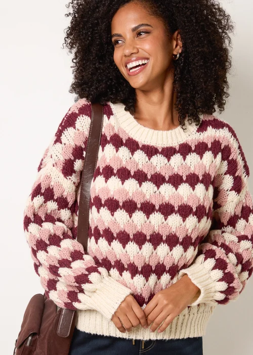 Blue Vanilla Beige Round Neck Jumper - S/M Image 3
