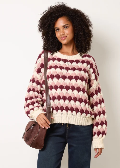 Blue Vanilla Beige Round Neck Jumper - S/M Image 1