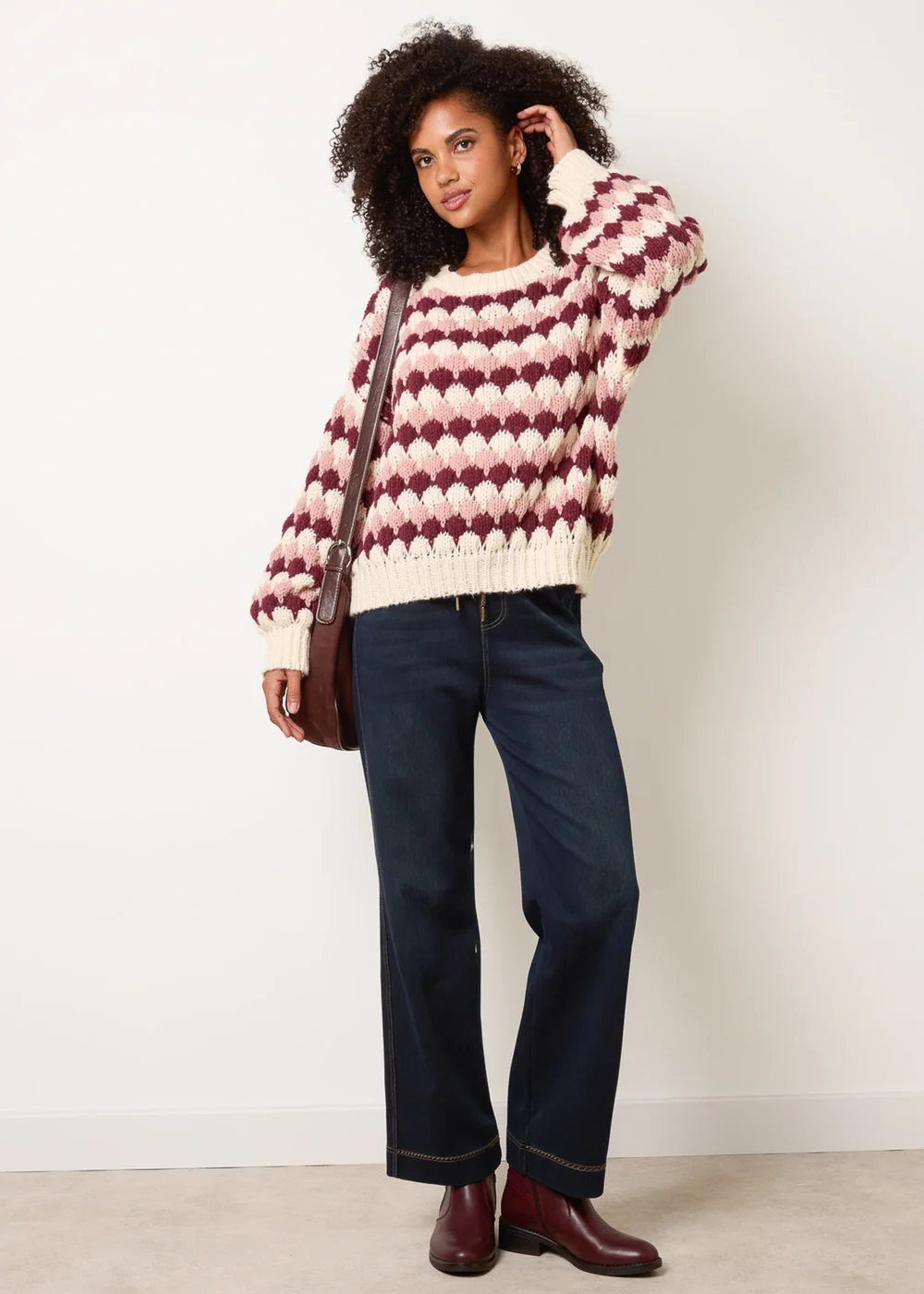 Blue Vanilla Beige Round Neck Jumper - S/M Image 2