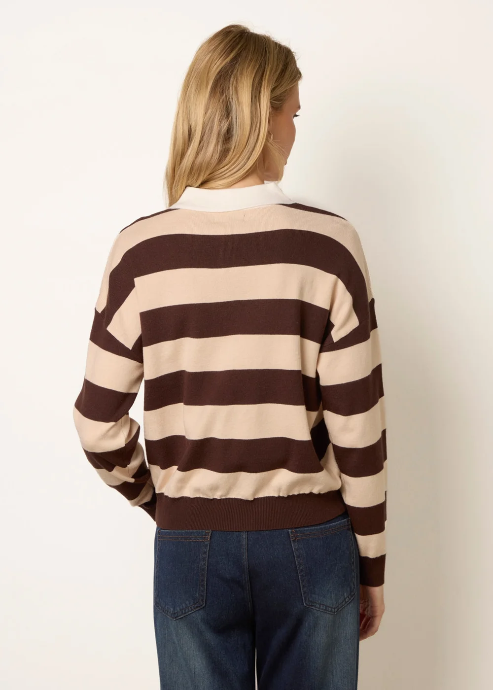 Blue Vanilla Brown Striped Long Sleeve Jumper - S/M Image 4