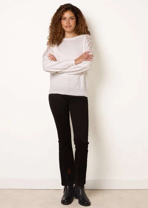 Blue Vanilla Ivory Embellished Sleeve Jumper - M Image 2