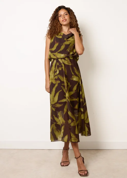 Blue Vanilla Brown Sleeveless Cowl Neck Dress - L Image 3
