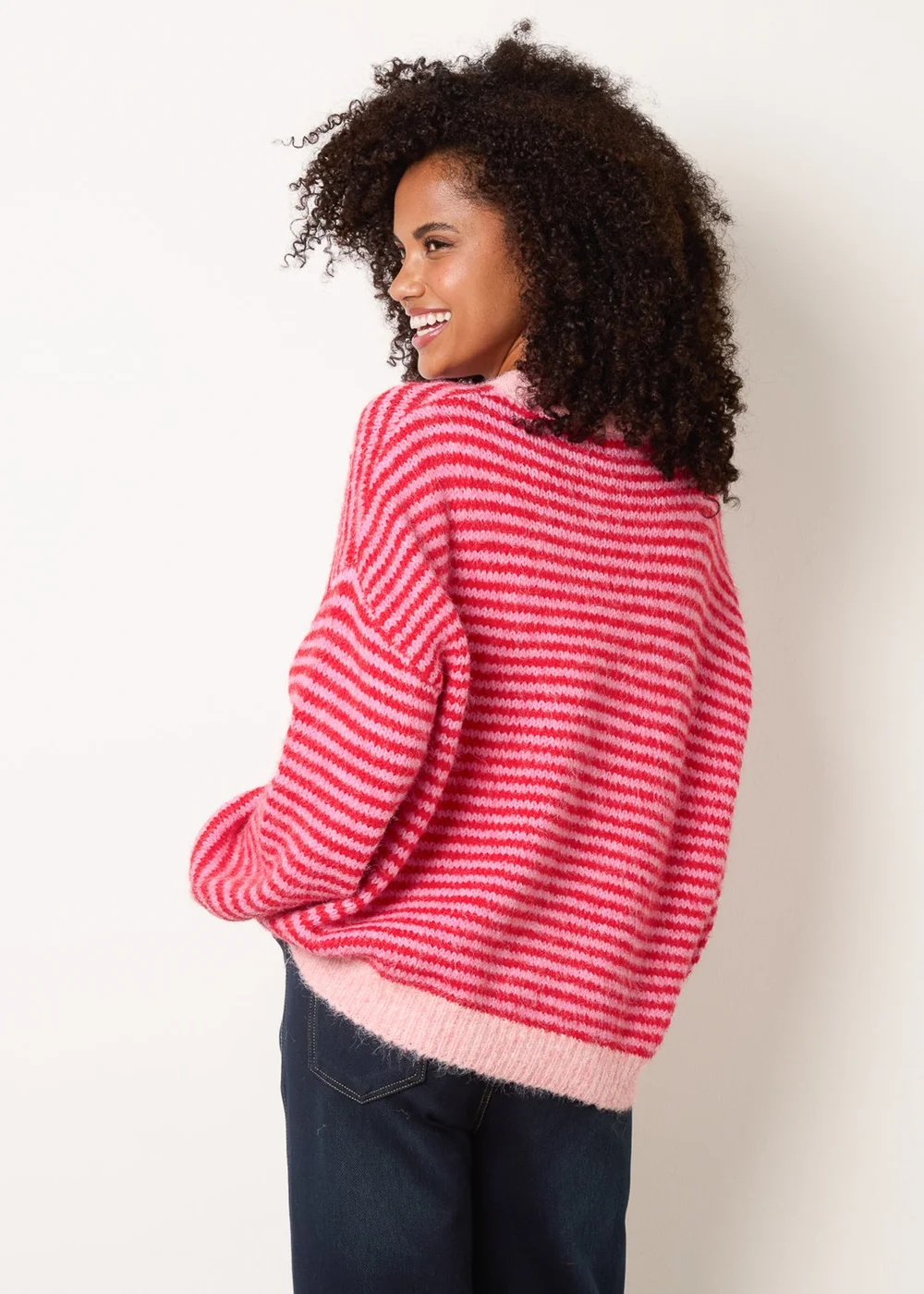 Blue Vanilla Red Striped Round Neck Knit Jumper - One Size Image 4