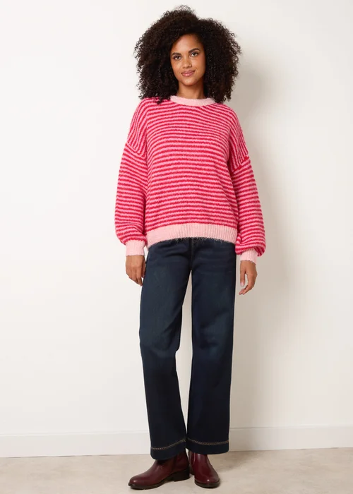 Blue Vanilla Red Striped Round Neck Knit Jumper - One Size Image 2