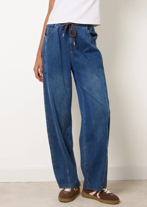 Blue Vanilla Blue Top Stitch Barrel Leg Jeans - M Image 2