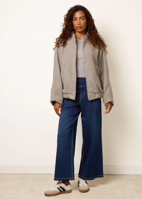 Blue Vanilla Navy Multi Stretch Deep Waistband Trousers - S Image 1