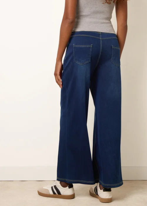 Blue Vanilla Navy Multi Stretch Deep Waistband Trousers - S Image 4