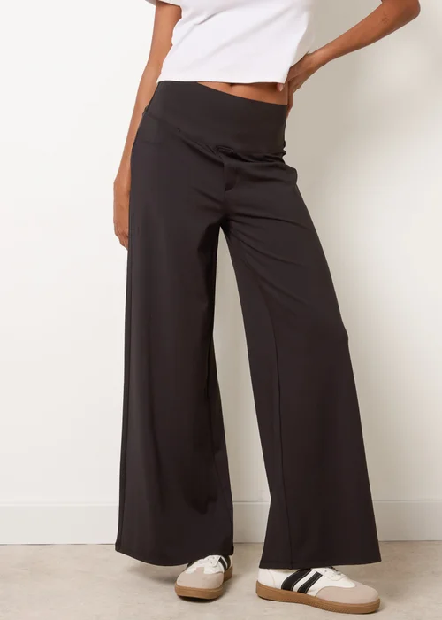 Blue Vanilla Black Wide Leg Soft Touch Trousers With Stretch - L Image 2