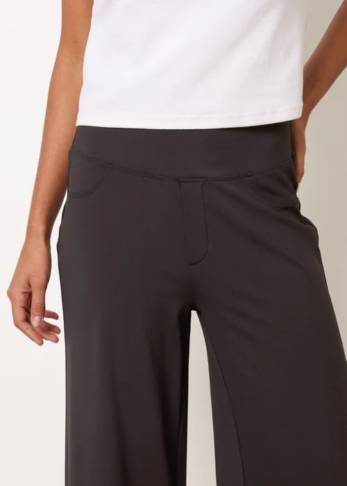 Blue Vanilla Black Wide Leg Soft Touch Trousers With Stretch - L Image 3