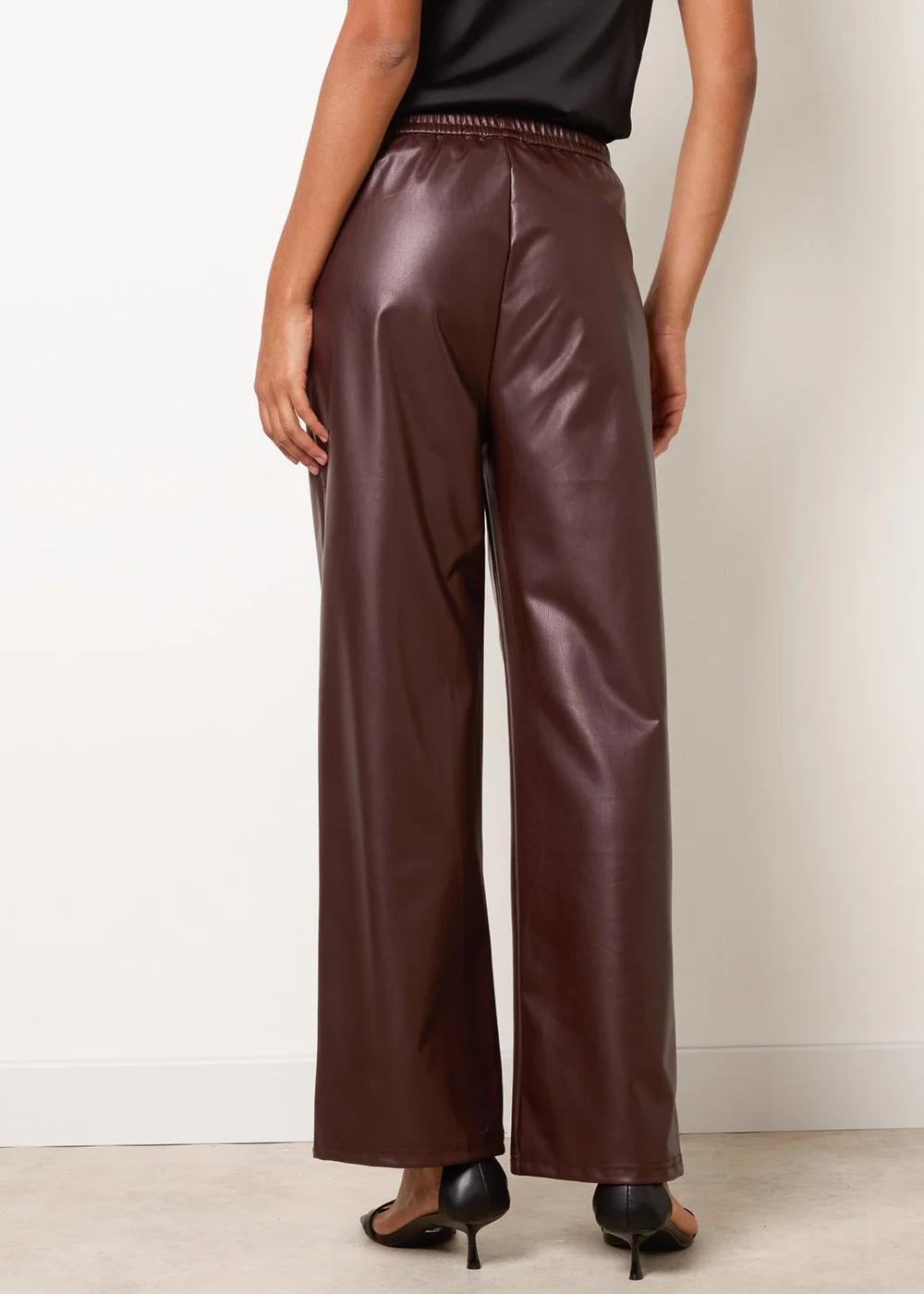 Blue Vanilla Brown PU Wide Leg Trousers - XL Image 4