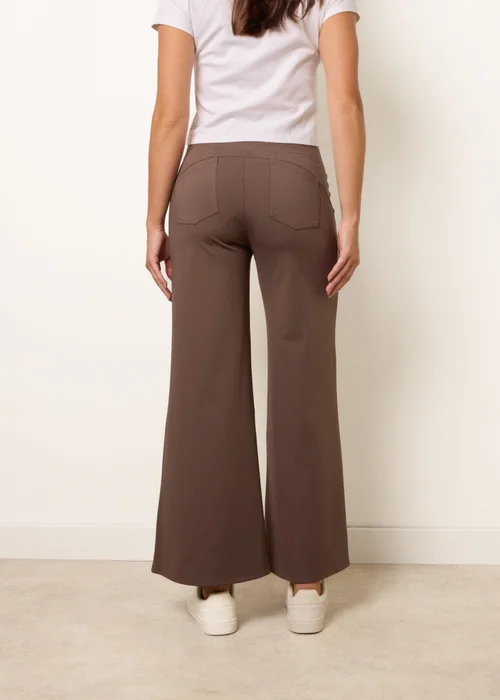 Blue Vanilla Brown Wide Leg Soft Touch Trousers With Stretch - XL Image 4